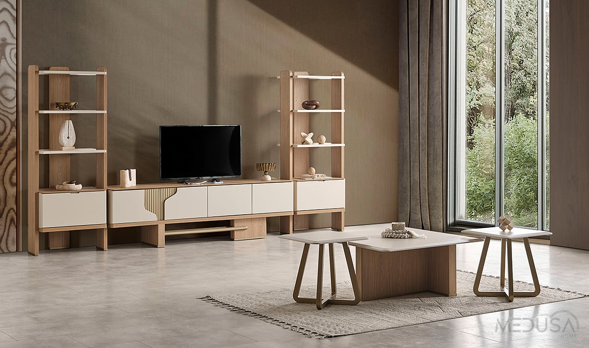 Medusa Home Mobilya - Ada Meşe Tv Ünitesi Set