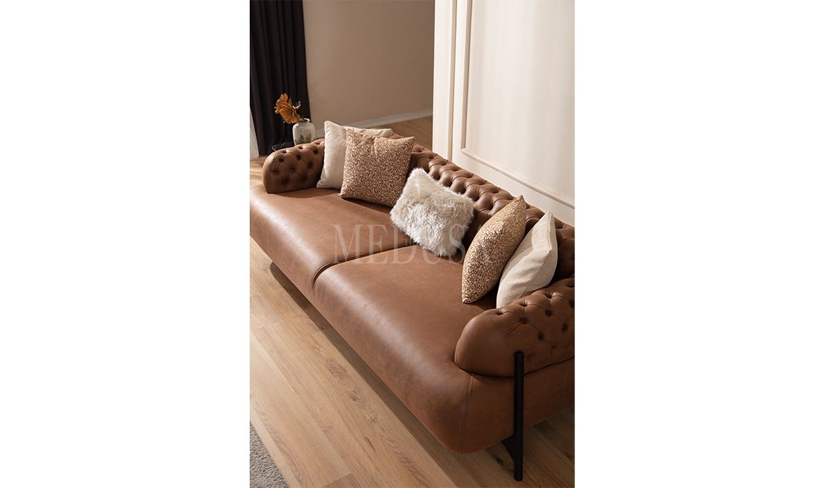 Medusa Home Mobilya - Aeron Kapitoneli Üçlü Koltuk