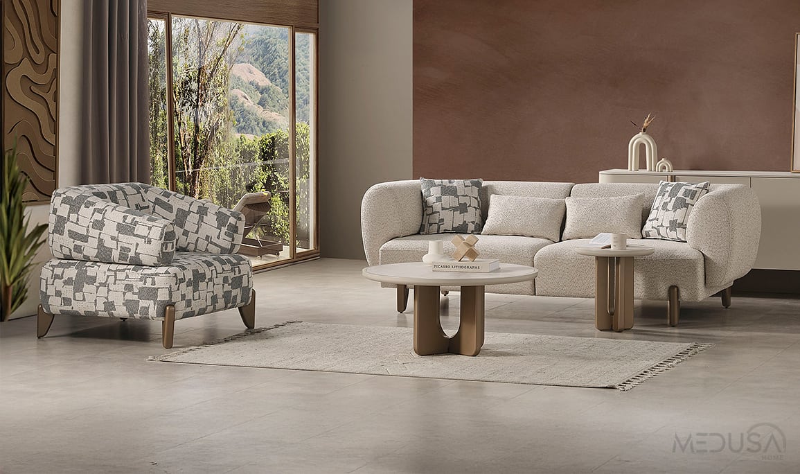 Medusa Home Mobilya - Ahuse Bronz Koltuk Takımı