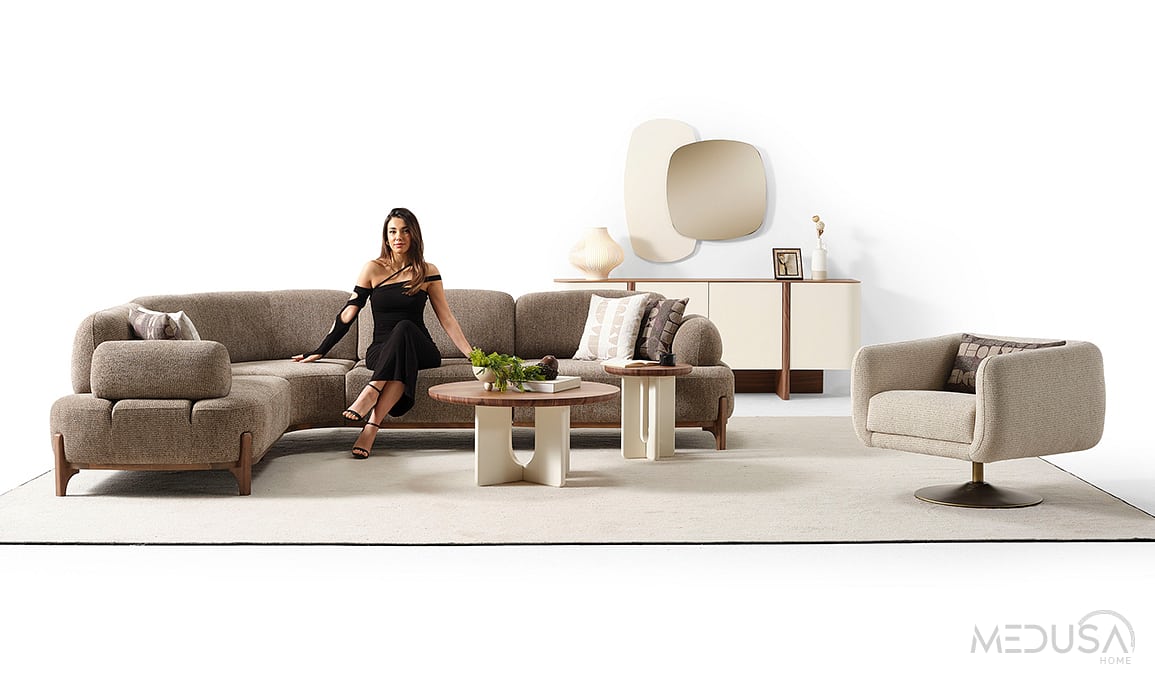 Medusa Home Mobilya - Ahuse Ceviz U Köşe Takımı