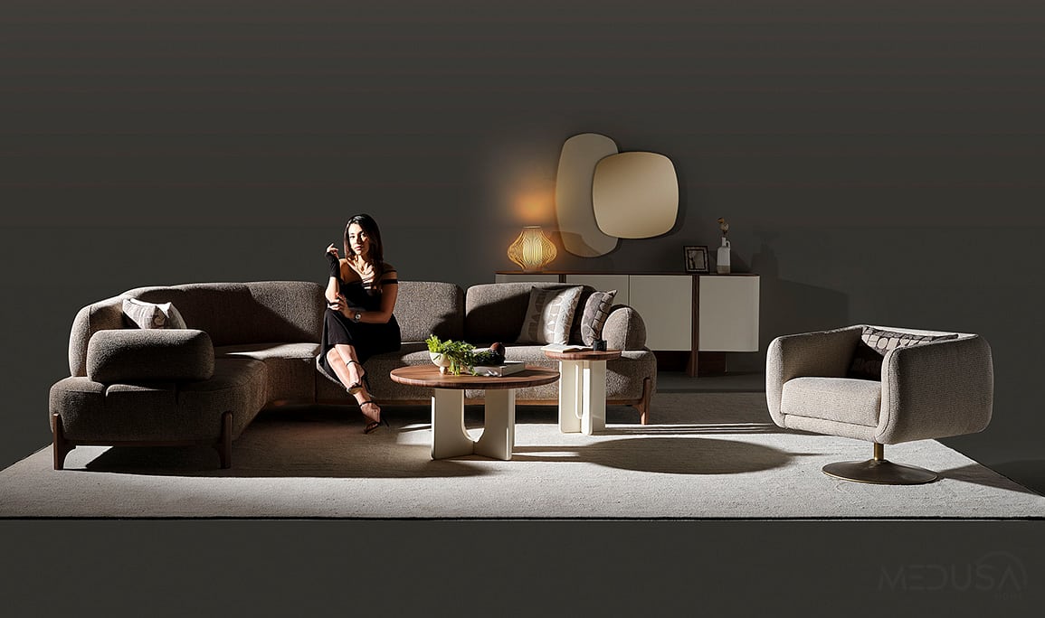 Medusa Home Mobilya - Ahuse Ceviz U Köşe Takımı