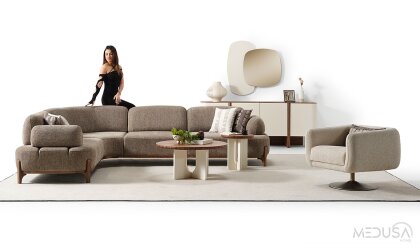Medusa Home Mobilya - Ahuse Ceviz U Köşe Takımı