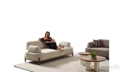 Medusa Home Mobilya - Ahuse Ceviz Üçlü Koltuk
