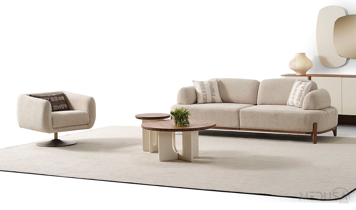 Medusa Home Mobilya - Ahuse Ceviz Üçlü Koltuk