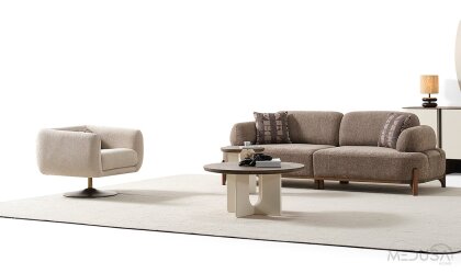 Medusa Home Mobilya - Ahuse Hertech Kahve Üçlü Koltuk