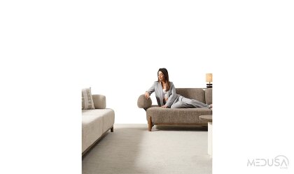 Medusa Home Mobilya - Ahuse Hertech Kahve Üçlü Koltuk