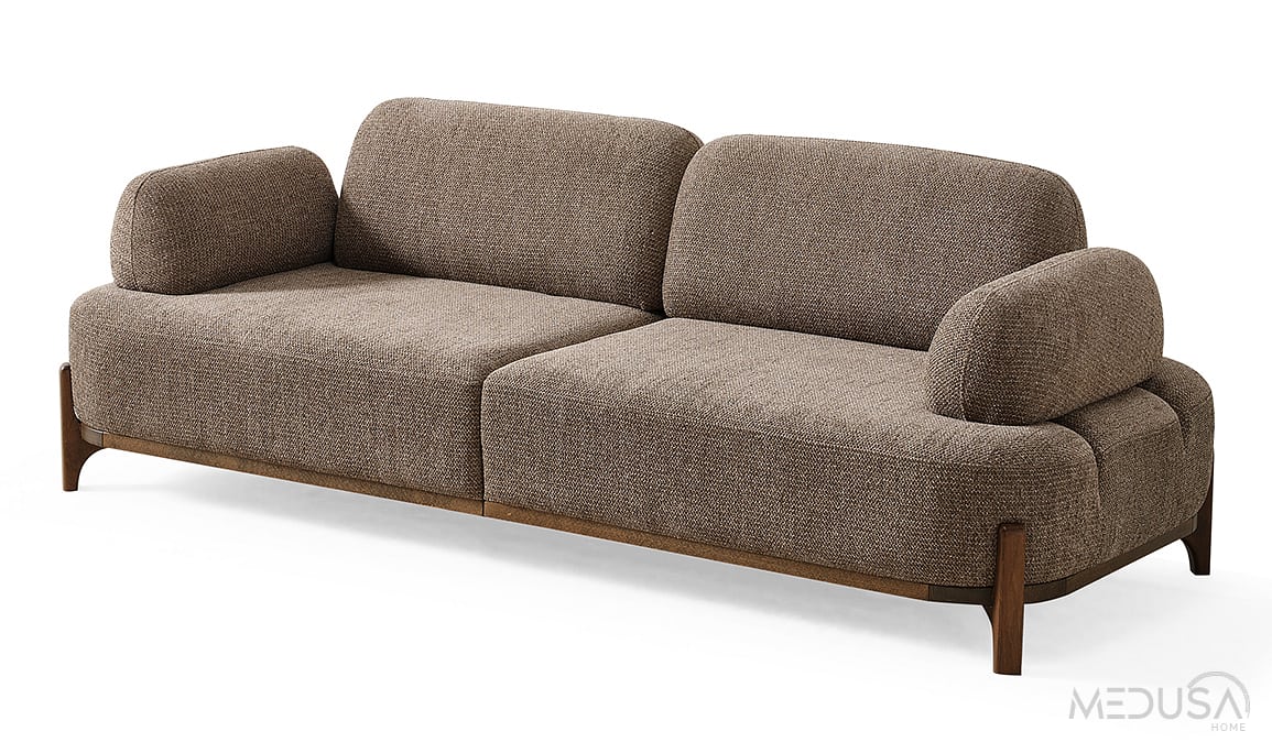 Medusa Home Mobilya - Ahuse Hertech Kahve Üçlü Koltuk