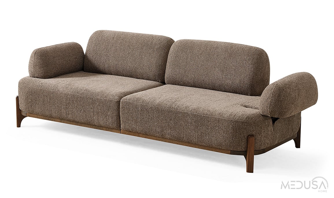Medusa Home Mobilya - Ahuse Hertech Kahve Üçlü Koltuk