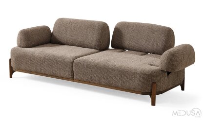 Medusa Home Mobilya - Ahuse Hertech Kahve Üçlü Koltuk