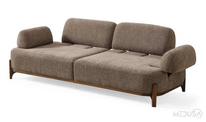 Medusa Home Mobilya - Ahuse Hertech Kahve Üçlü Koltuk