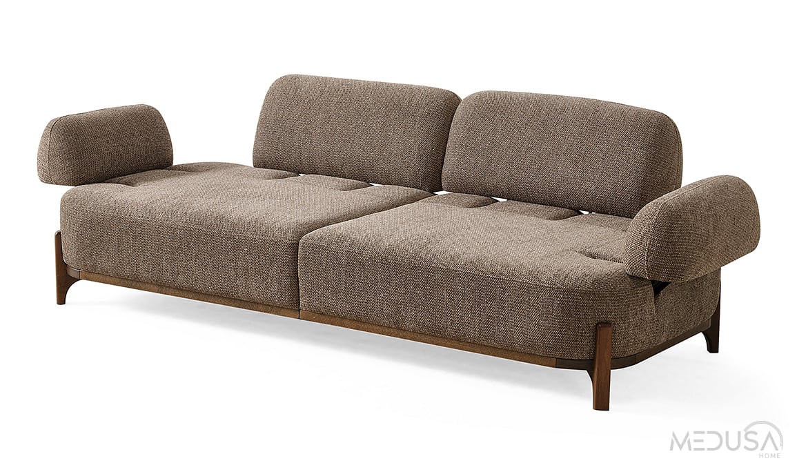 Medusa Home Mobilya - Ahuse Hertech Kahve Üçlü Koltuk