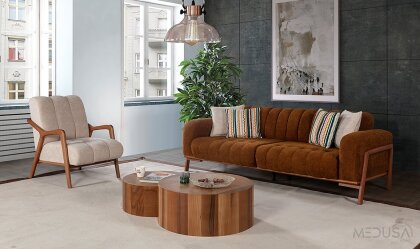 Medusa Home Mobilya - Akçay Kahve Üçlü Koltuk
