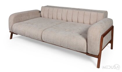 Medusa Home Mobilya - Akçay Krem Üçlü Koltuk