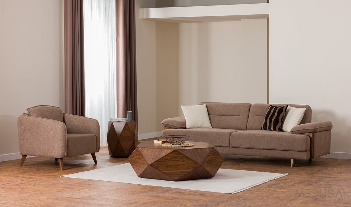 Medusa Home Mobilya - Akira Kahve Üçlü Koltuk
