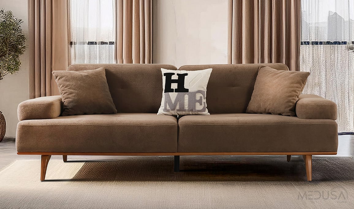 Medusa Home Mobilya - Albert Kahve Üçlü Koltuk