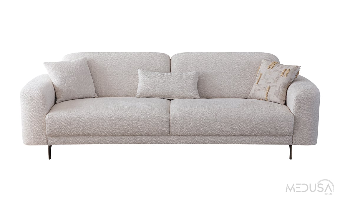 Medusa Home Mobilya - Alessa Beyaz Üçlü Koltuk