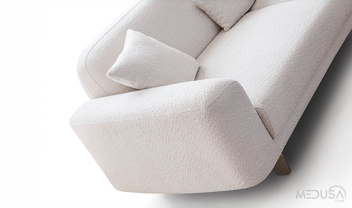 Medusa Home Mobilya - Alessa Beyaz Üçlü Koltuk
