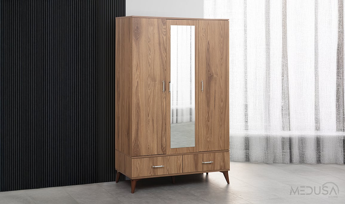 Medusa Home Mobilya - Alfa Ceviz 3 Kapılı Gardırop