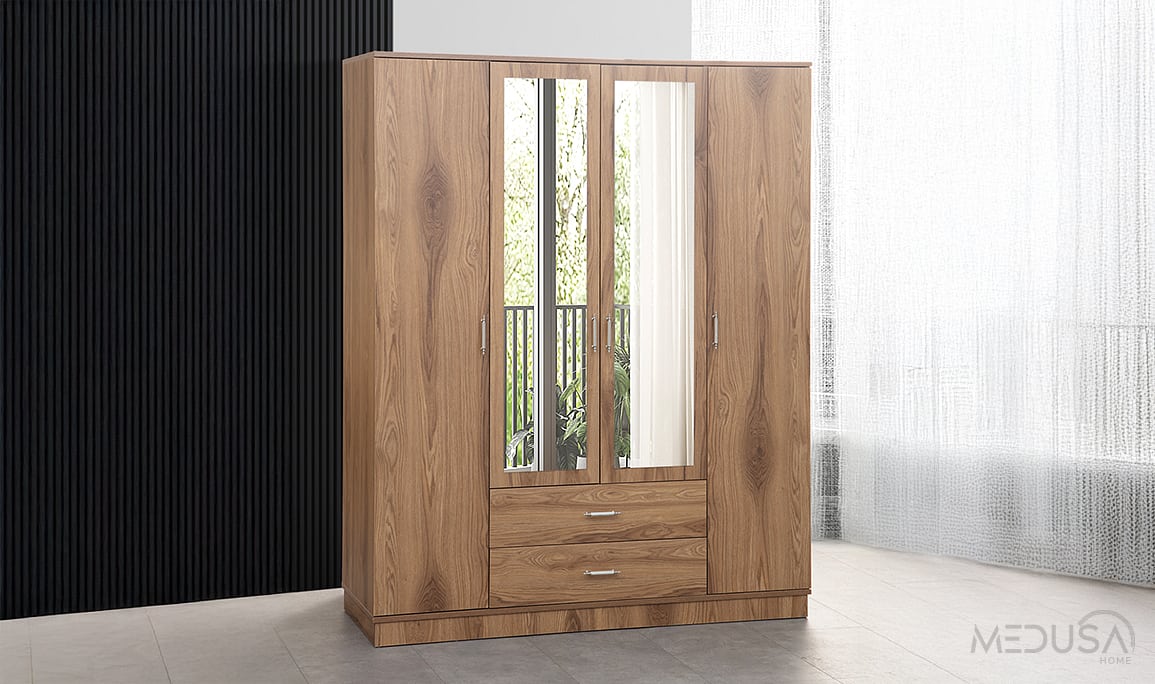 Medusa Home Mobilya - Alfa Ceviz 4 Kapılı Gardırop