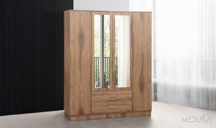 Medusa Home - Alfa Ceviz 4 Kapılı Gardırop Medusa Home - Alfa Ceviz 4 Kapılı Gardırop