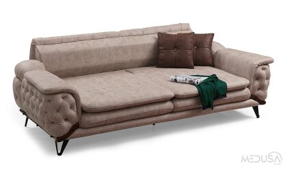 Medusa Home Mobilya - Alice Açık Kahve Üçlü Koltuk