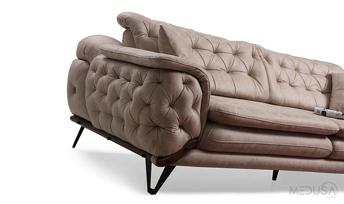 Medusa Home Mobilya - Alice Açık Kahve Üçlü Koltuk