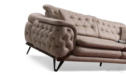 Medusa Home Mobilya - Alice Açık Kahve Üçlü Koltuk