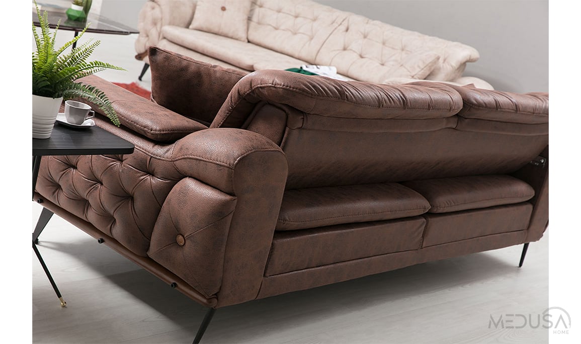 Medusa Home Mobilya - Alice Kahve Üçlü Koltuk