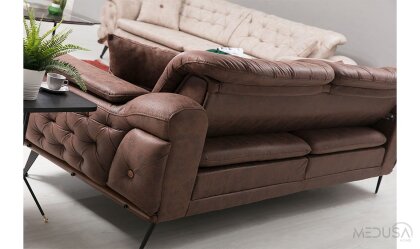 Medusa Home Mobilya - Alice Kahve Üçlü Koltuk