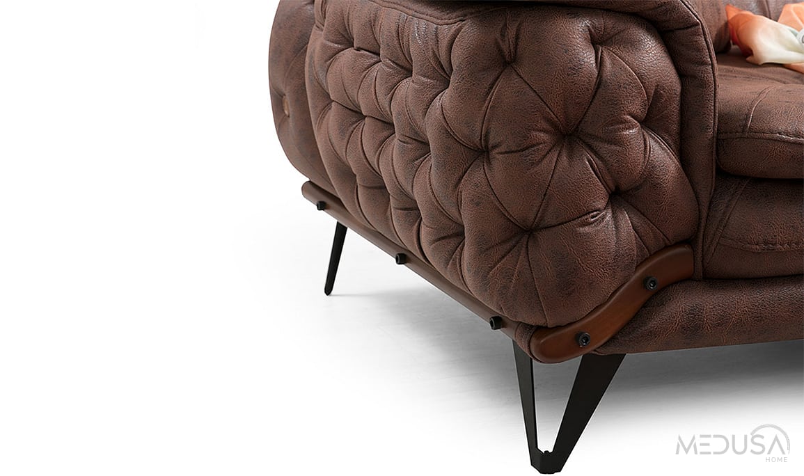 Medusa Home Mobilya - Alice Kahve Üçlü Koltuk