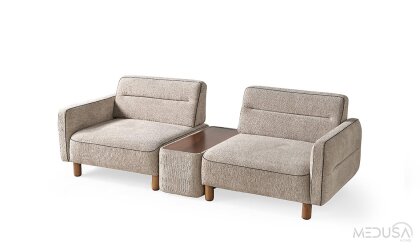 Medusa Home Mobilya - Altura Ahşap Ara Sehpalı Üçlü Koltuk