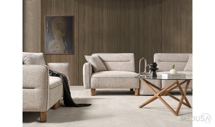 Medusa Home Mobilya - Altura Ahşap Ara Sehpalı Üçlü Koltuk