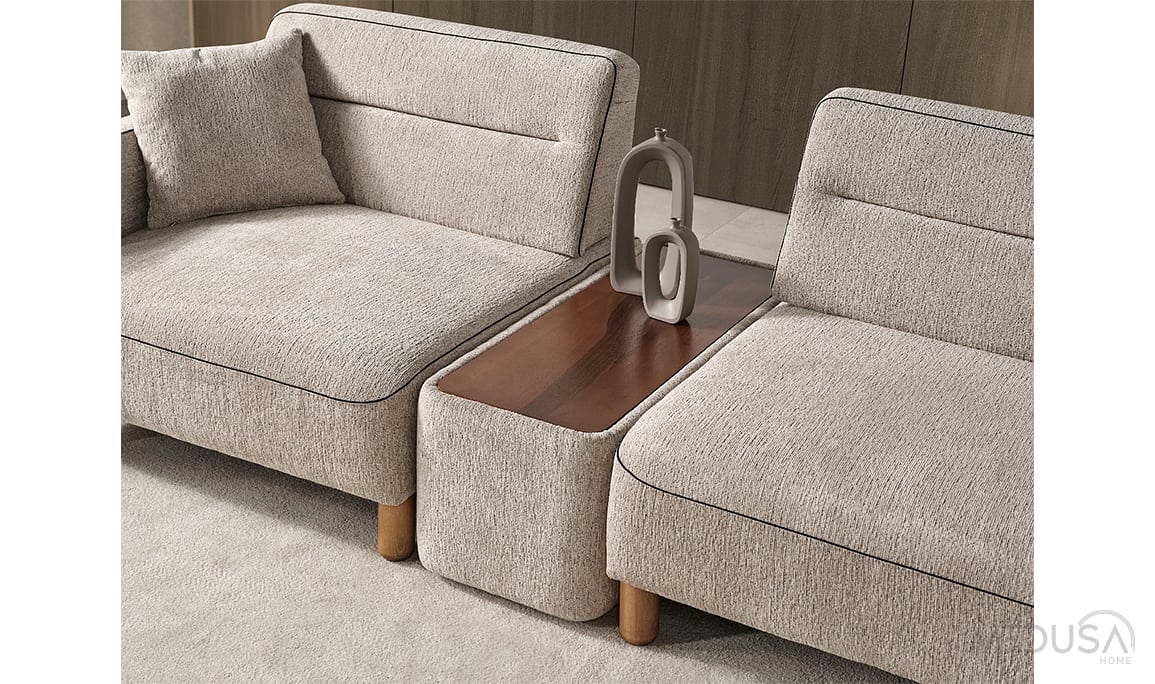 Medusa Home Mobilya - Altura Ahşap Ara Sehpalı Üçlü Koltuk
