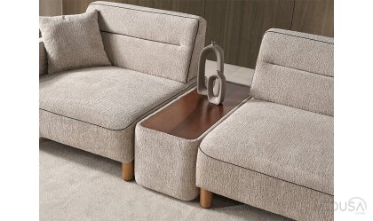 Medusa Home Mobilya - Altura Ahşap Ara Sehpalı Üçlü Koltuk