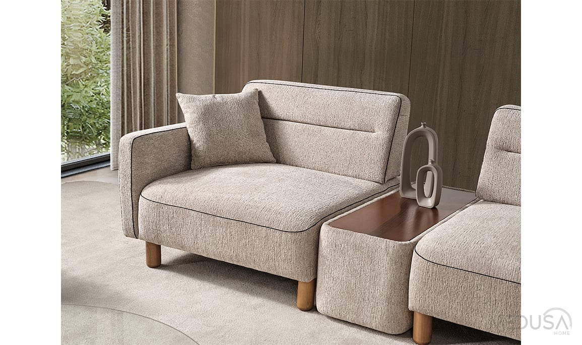 Medusa Home Mobilya - Altura Ahşap Ara Sehpalı Üçlü Koltuk