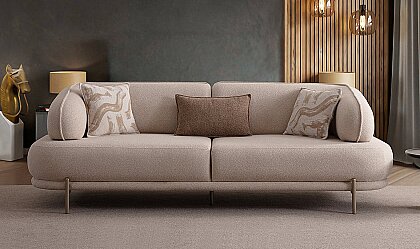 Medusa Home Mobilya - Aras Bej Üçlü Koltuk