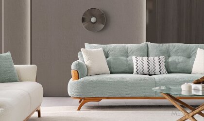 Medusa Home Mobilya - Arin Mint Yeşili Üçlü Koltuk