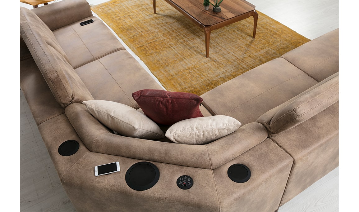 Medusa Home Mobilya - Armani Köşe Takımı Ses Sistemli