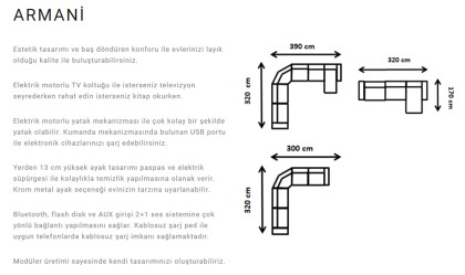 Medusa Home Mobilya - Armani Köşe Takımı Ses Sistemli