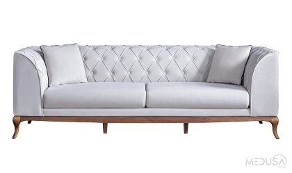 Medusa Home - Art Walnut Beyaz Üçlü Koltuk Medusa Home - Art Walnut Beyaz Üçlü Koltuk
