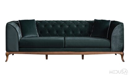 Medusa Home - Art Walnut Yeşil Üçlü Koltuk Medusa Home - Art Walnut Yeşil Üçlü Koltuk