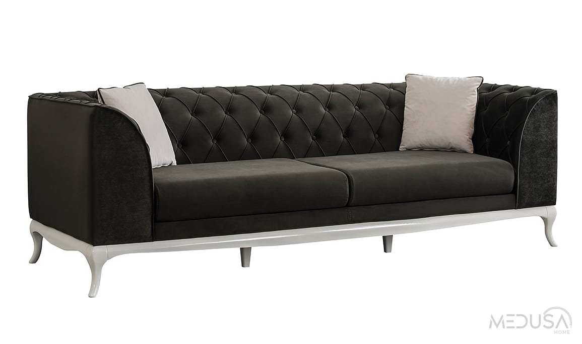 Medusa Home Mobilya - Art White Yeşil Üçlü Koltuk