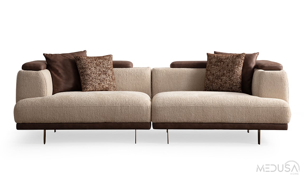 Medusa Home Mobilya - Arte Krem Üçlü Koltuk