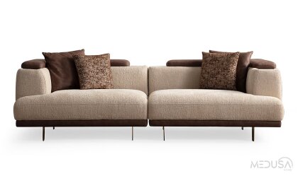 Medusa Home Mobilya - Arte Krem Üçlü Koltuk