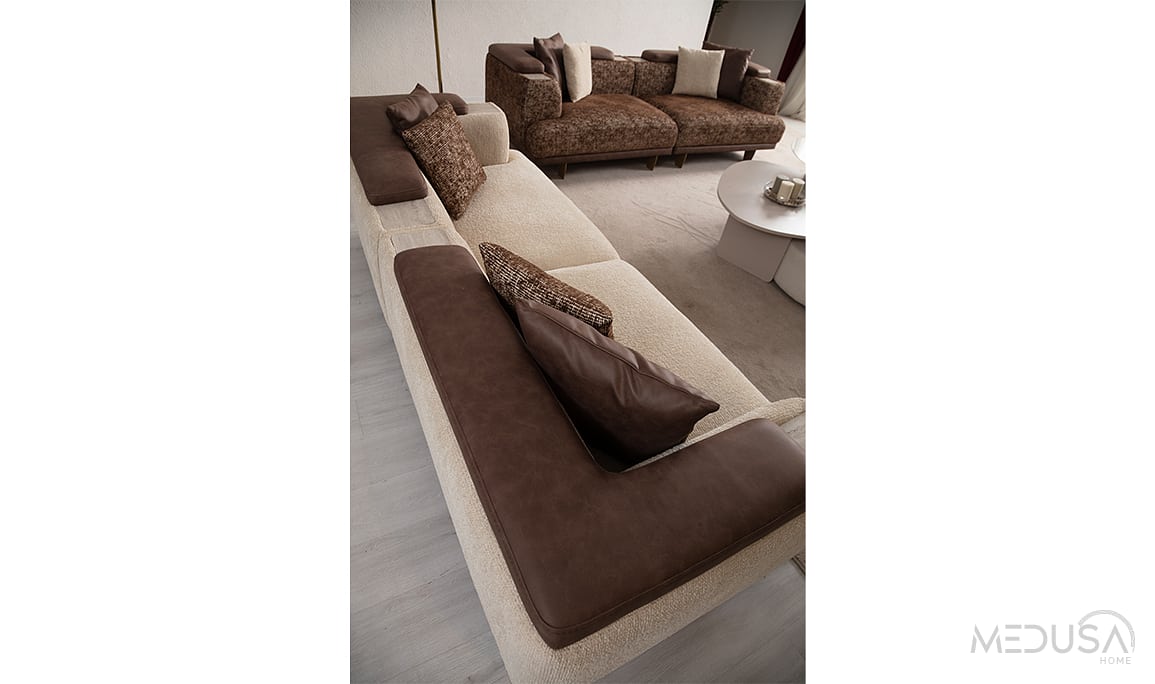 Medusa Home Mobilya - Arte Krem Üçlü Koltuk