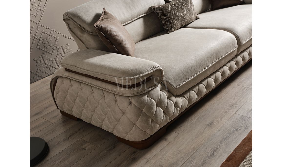 Medusa Home Mobilya - Artisan Beyaz Üçlü Koltuk