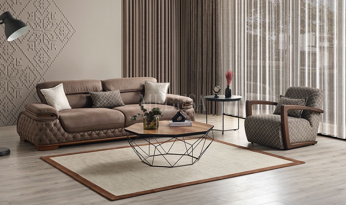 Medusa Home Mobilya - Artisan Ceviz Üçlü Koltuk