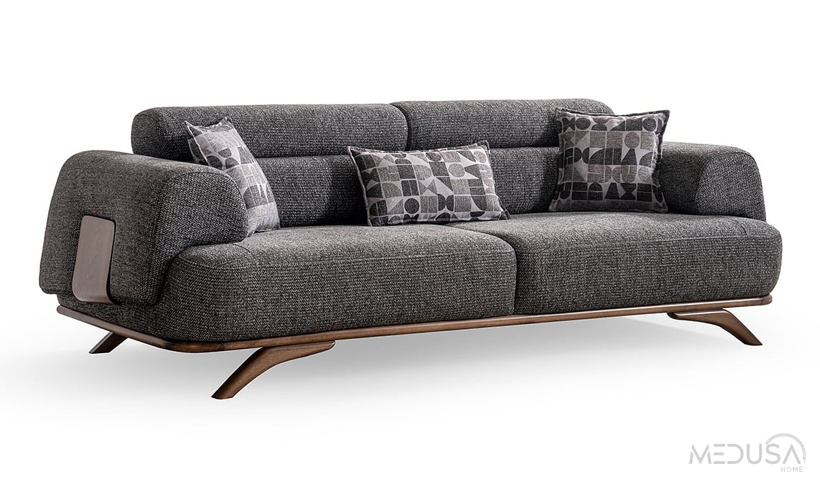 Medusa Home Mobilya - Aruna Antrasit Üçlü Koltuk