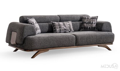 Medusa Home Mobilya - Aruna Antrasit Üçlü Koltuk