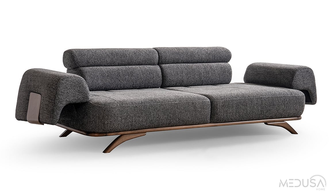 Medusa Home Mobilya - Aruna Antrasit Üçlü Koltuk